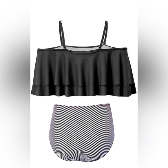 Tempt Me Two Piece High Waisted Black White Bikini Size Medium - Picture 3 of 10